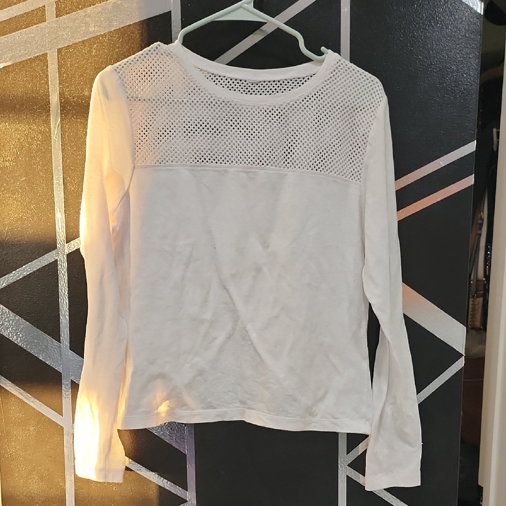 Lorna Jane White Long Sleeve Mesh Top